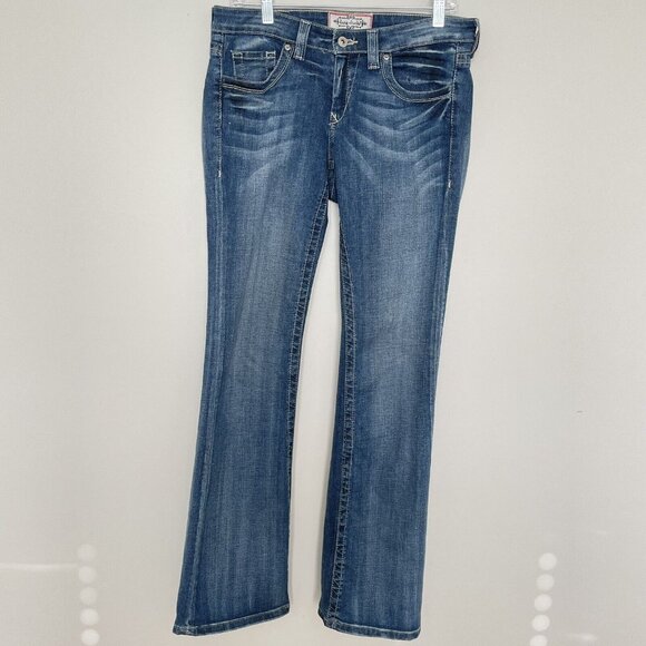 Dang Chicks Glorya Jeans Women’s 29x32 Boot Cut Stars and Stripes Pockets Blue - Picture 2 of 14